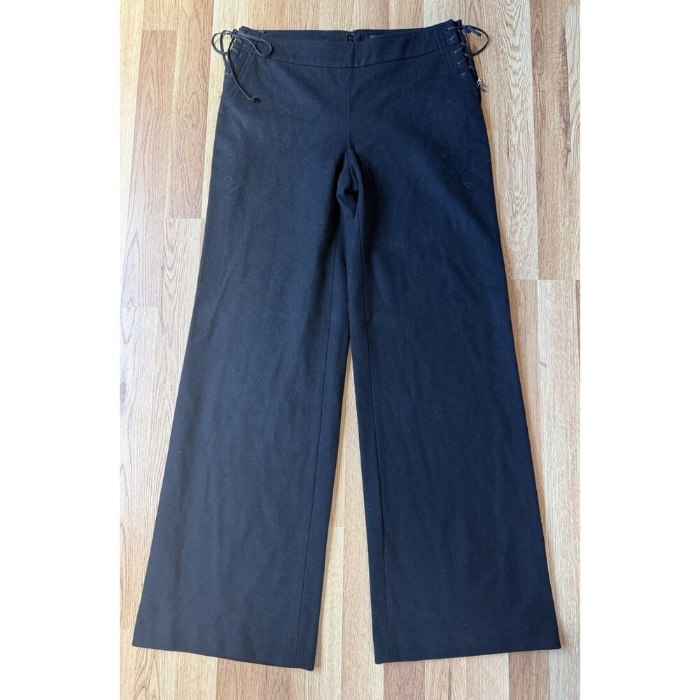 Nautica Wool Cashmere Wide Leg Pants Black Made in Italy Women’s 4 Corset Style